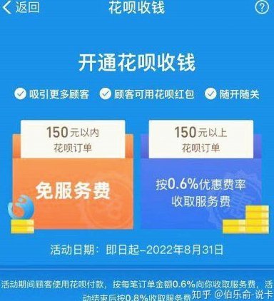 商店套花呗多少手续费