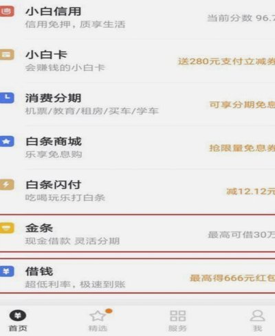如何在众多白条中借钱？